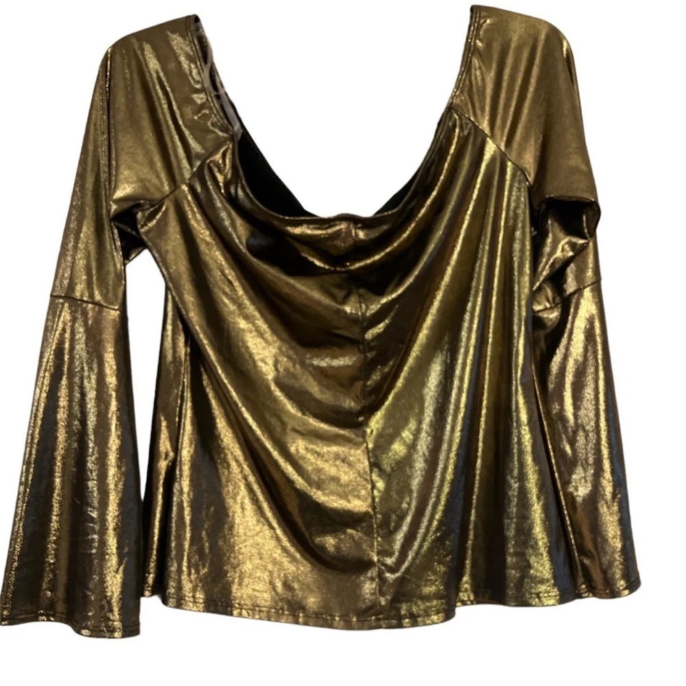 NWT CHARLOTTE RUSSE Blouse Gold Shimmer Women's Size L - Picture 2 of 5